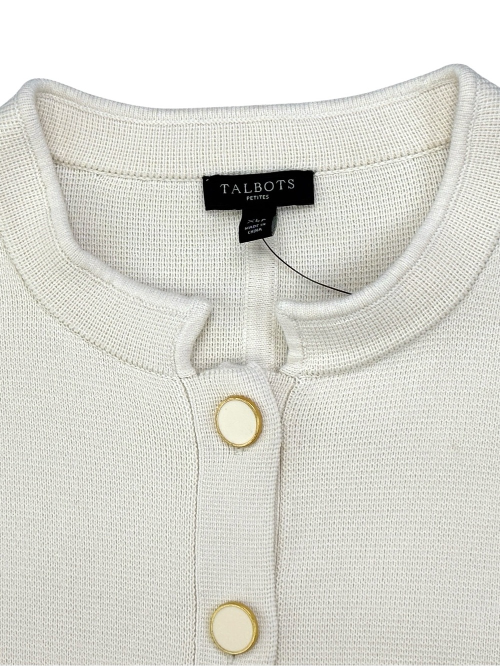 Talbots Ivory Button-Front Knit Cardigan - Picture 2 of 10